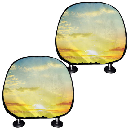 Sunrise Meadow Print Car Headrest Covers