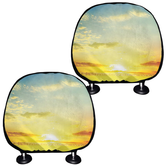 Sunrise Meadow Print Car Headrest Covers