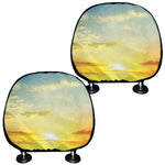 Sunrise Meadow Print Car Headrest Covers