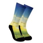 Sunrise Meadow Print Crew Socks