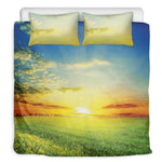 Sunrise Meadow Print Duvet Cover Bedding Set