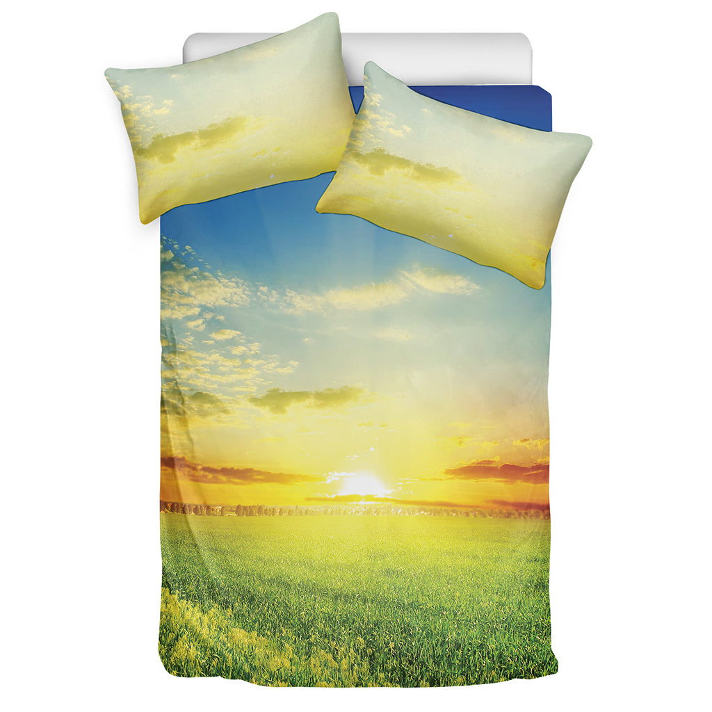 Sunrise Meadow Print Duvet Cover Bedding Set