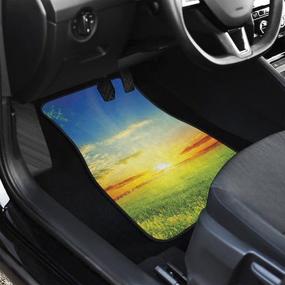 Sunrise Meadow Print Front and Back Car Floor Mats
