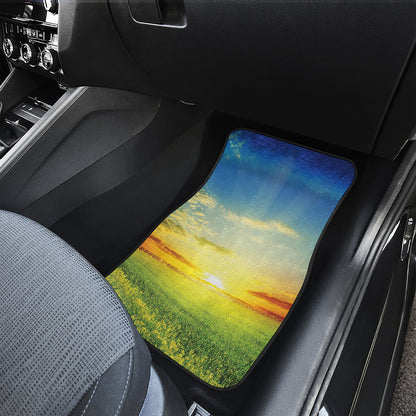 Sunrise Meadow Print Front and Back Car Floor Mats