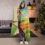 Sunrise Meadow Print Hooded Blanket