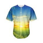 Sunrise Meadow Print Men's Baseball Jersey