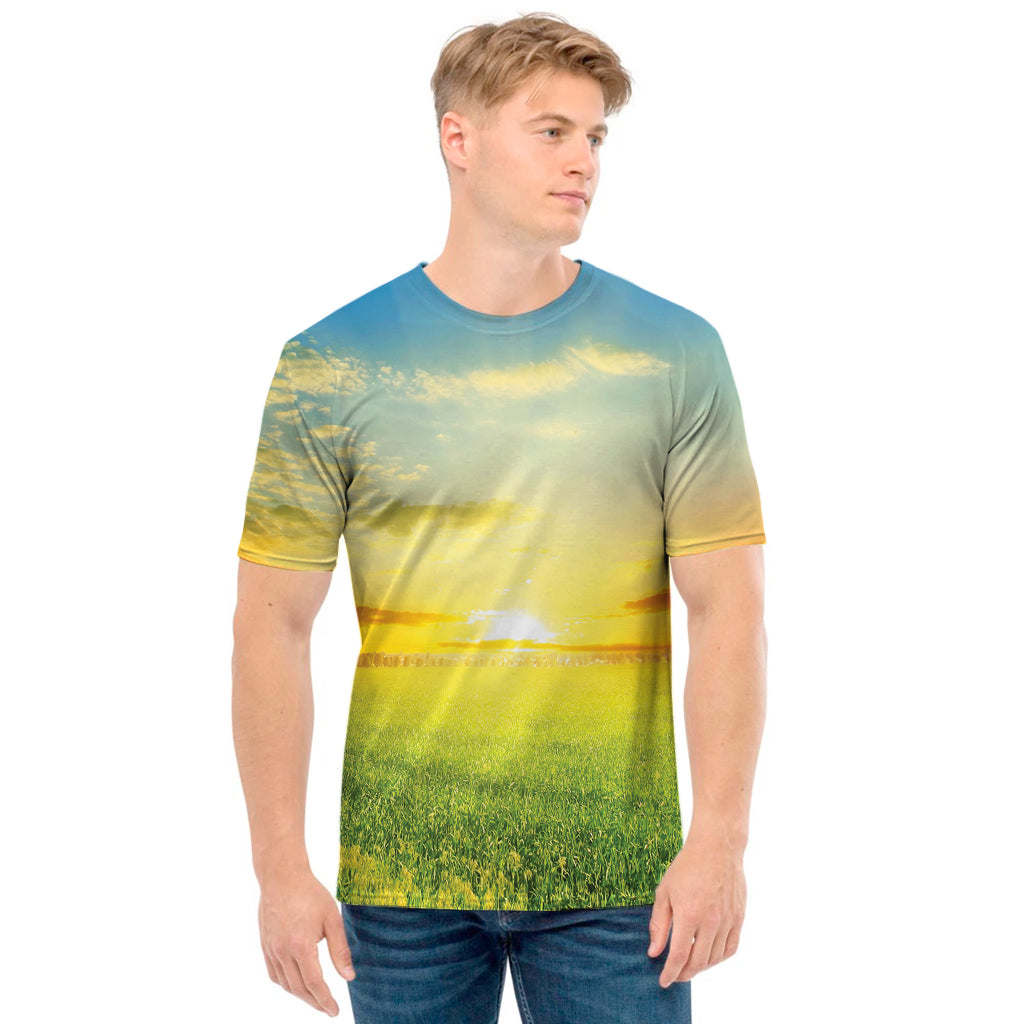 Sunrise Meadow Print Men's T-Shirt