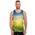 Sunrise Meadow Print Men's Tank Top