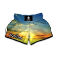Sunrise Meadow Print Muay Thai Boxing Shorts
