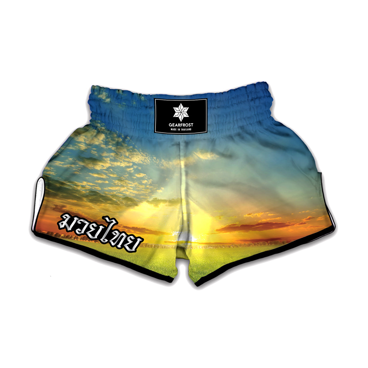 Sunrise Meadow Print Muay Thai Boxing Shorts