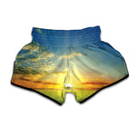 Sunrise Meadow Print Muay Thai Boxing Shorts