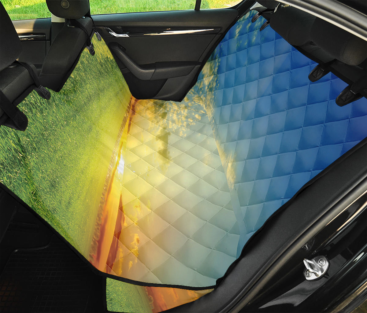 Sunrise Meadow Print Pet Car Back Seat Cover