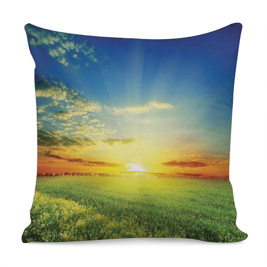 Sunrise Meadow Print Pillow Cover
