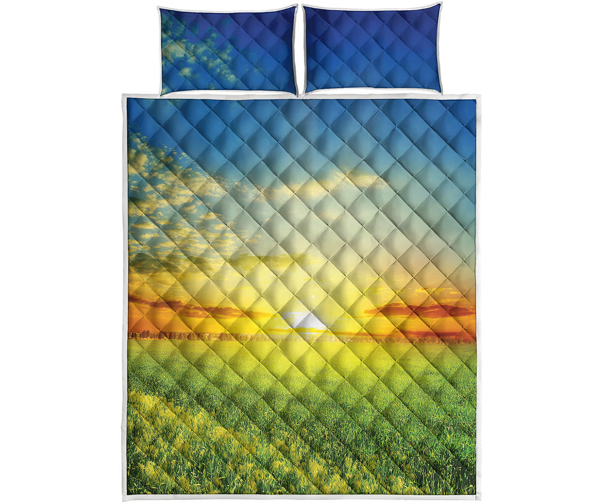 Sunrise Meadow Print Quilt Bed Set