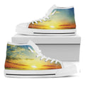 Sunrise Meadow Print White High Top Sneakers