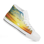Sunrise Meadow Print White High Top Shoes