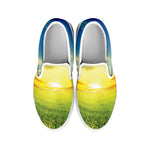 Sunrise Meadow Print White Slip On Shoes
