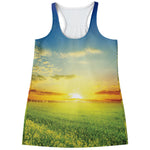 Sunrise Meadow Print Women's Racerback Tank Top