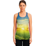Sunrise Meadow Print Women's Racerback Tank Top