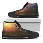 Sunrise Mountain Print Black High Top Shoes