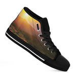 Sunrise Mountain Print Black High Top Shoes