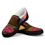 Sunrise Mountain Print Black Slip On Shoes