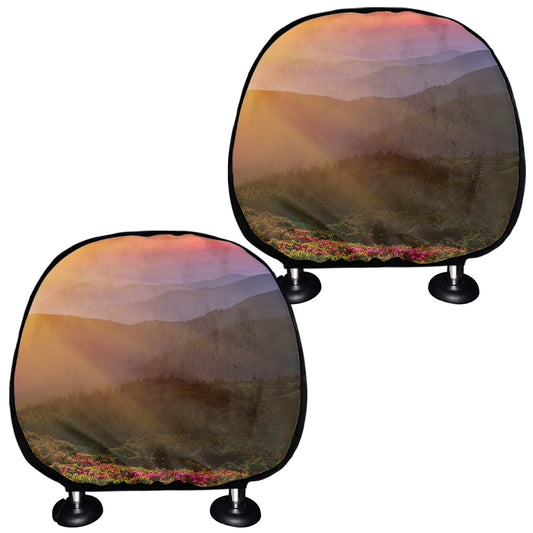 Sunrise Mountain Print Car Headrest Covers