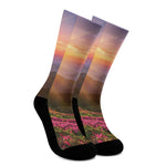 Sunrise Mountain Print Crew Socks
