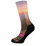 Sunrise Mountain Print Crew Socks
