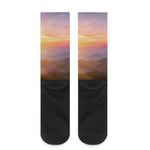 Sunrise Mountain Print Crew Socks
