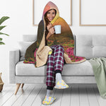 Sunrise Mountain Print Hooded Blanket