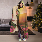 Sunrise Mountain Print Hooded Blanket