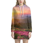 Sunrise Mountain Print Hoodie Dress