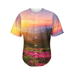 Sunrise Mountain Print Men's Baseball Jersey