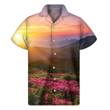 Sunrise Mountain Print Men's Short Sleeve Shirt