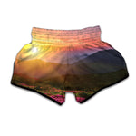Sunrise Mountain Print Muay Thai Boxing Shorts