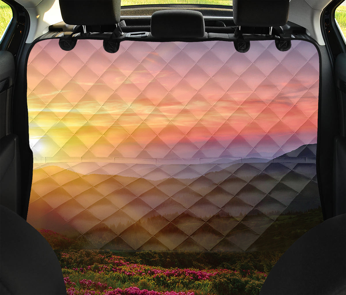 Sunrise Mountain Print Pet Car Back Seat Cover
