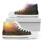 Sunrise Mountain Print White High Top Shoes