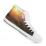 Sunrise Mountain Print White High Top Shoes