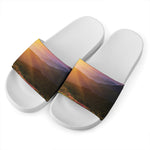 Sunrise Mountain Print White Slide Sandals