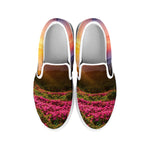 Sunrise Mountain Print White Slip On Shoes