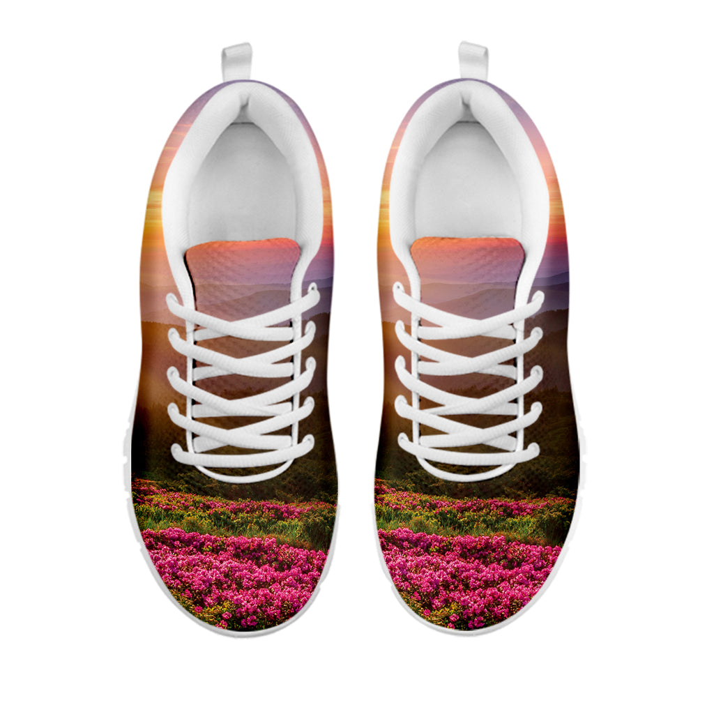 Sunrise Mountain Print White Sneakers