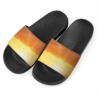 Sunrise Road Print Black Slide Sandals