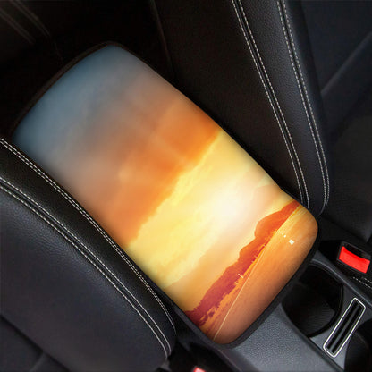 Sunrise Road Print Car Center Console Cover