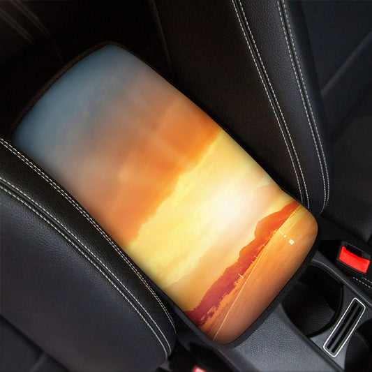 Sunrise Road Print Car Center Console Cover