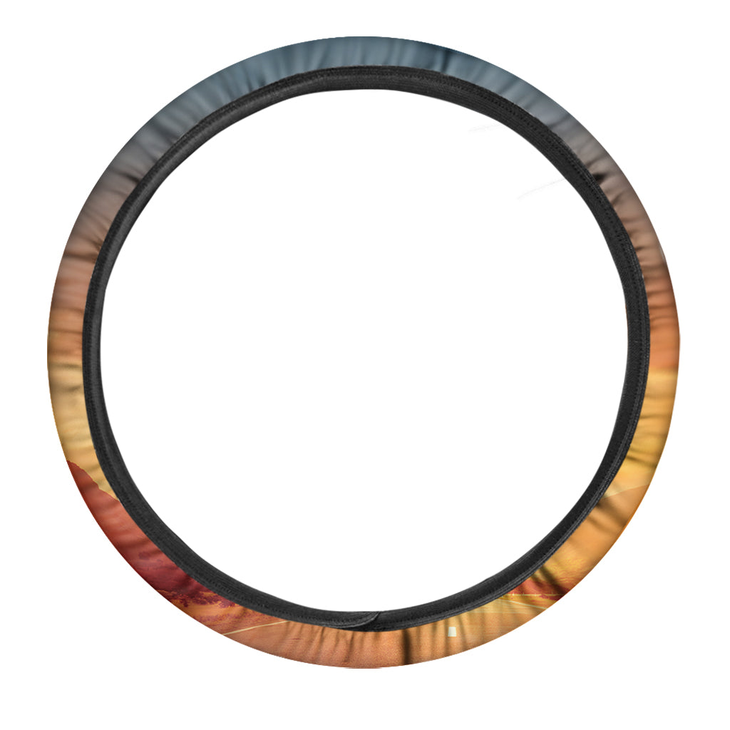 Sunrise Road Print Car Steering Wheel Cover