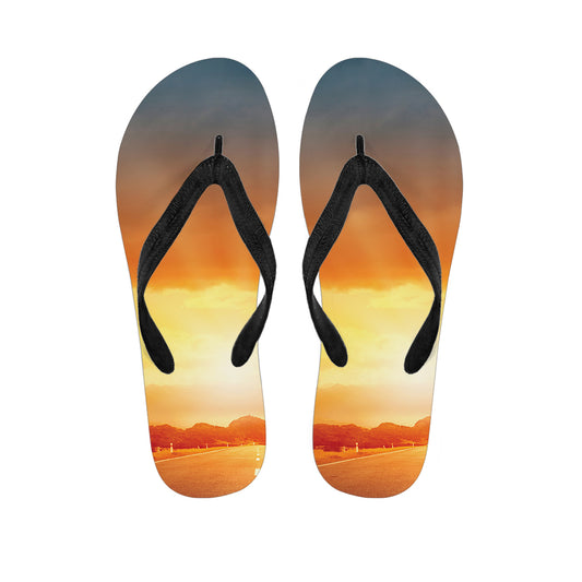 Sunrise Road Print Flip Flops