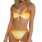 Sunrise Road Print Front Bow Tie Bikini