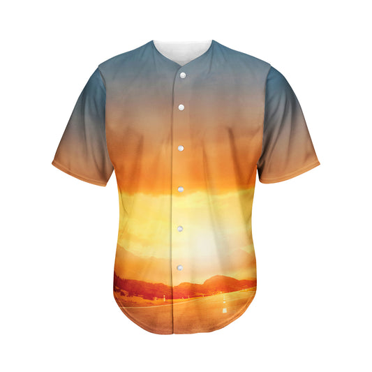 Sunrise Road Print Men's Baseball Jersey