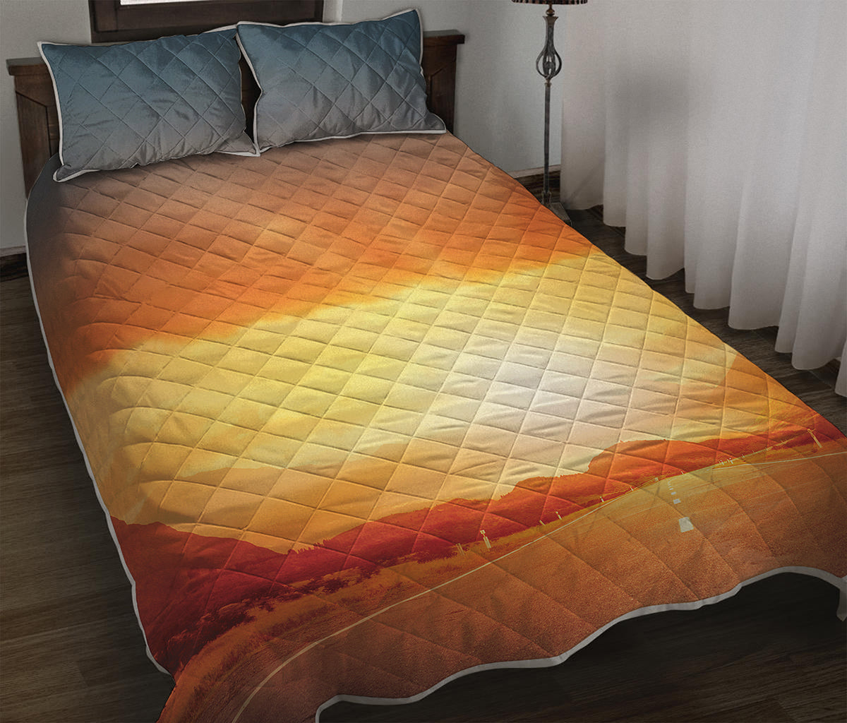 Sunrise Road Print Quilt Bed Set